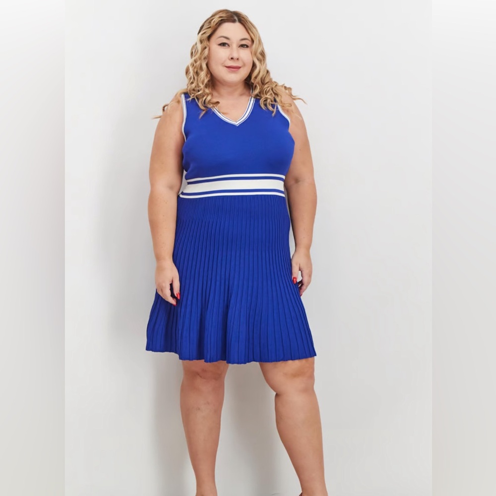 Chic Blue and White Mini Dress